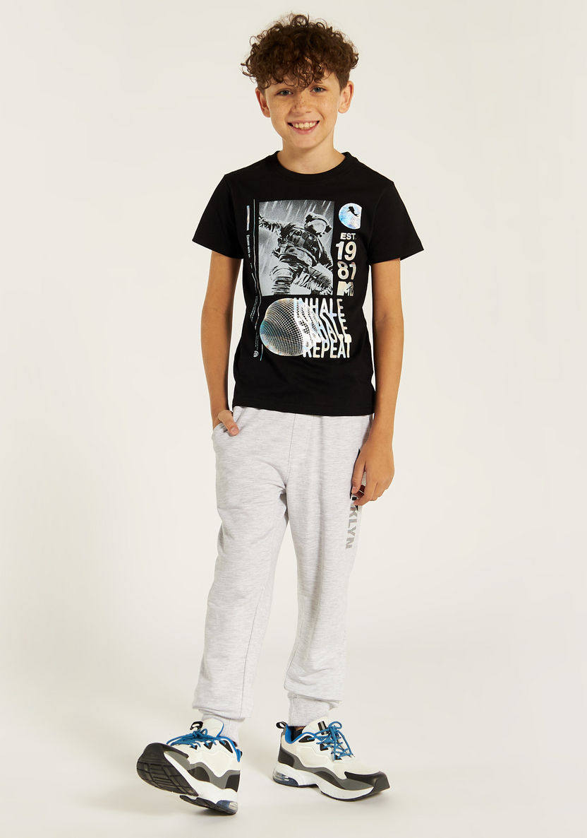 Printed T-shirt with Crew Neck and Short Sleeves-T Shirts-image-1