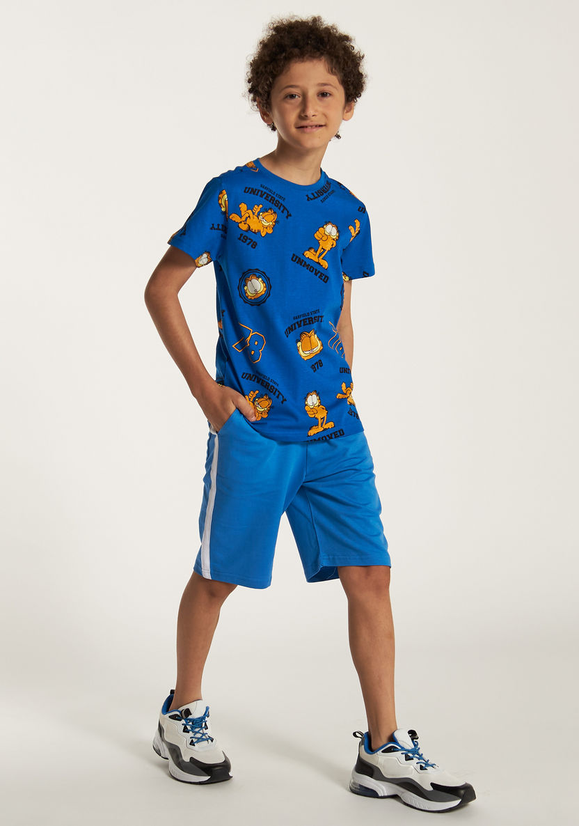 All-Over Garfield Print T-shirt with Crew Neck and Short Sleeves-T Shirts-image-1