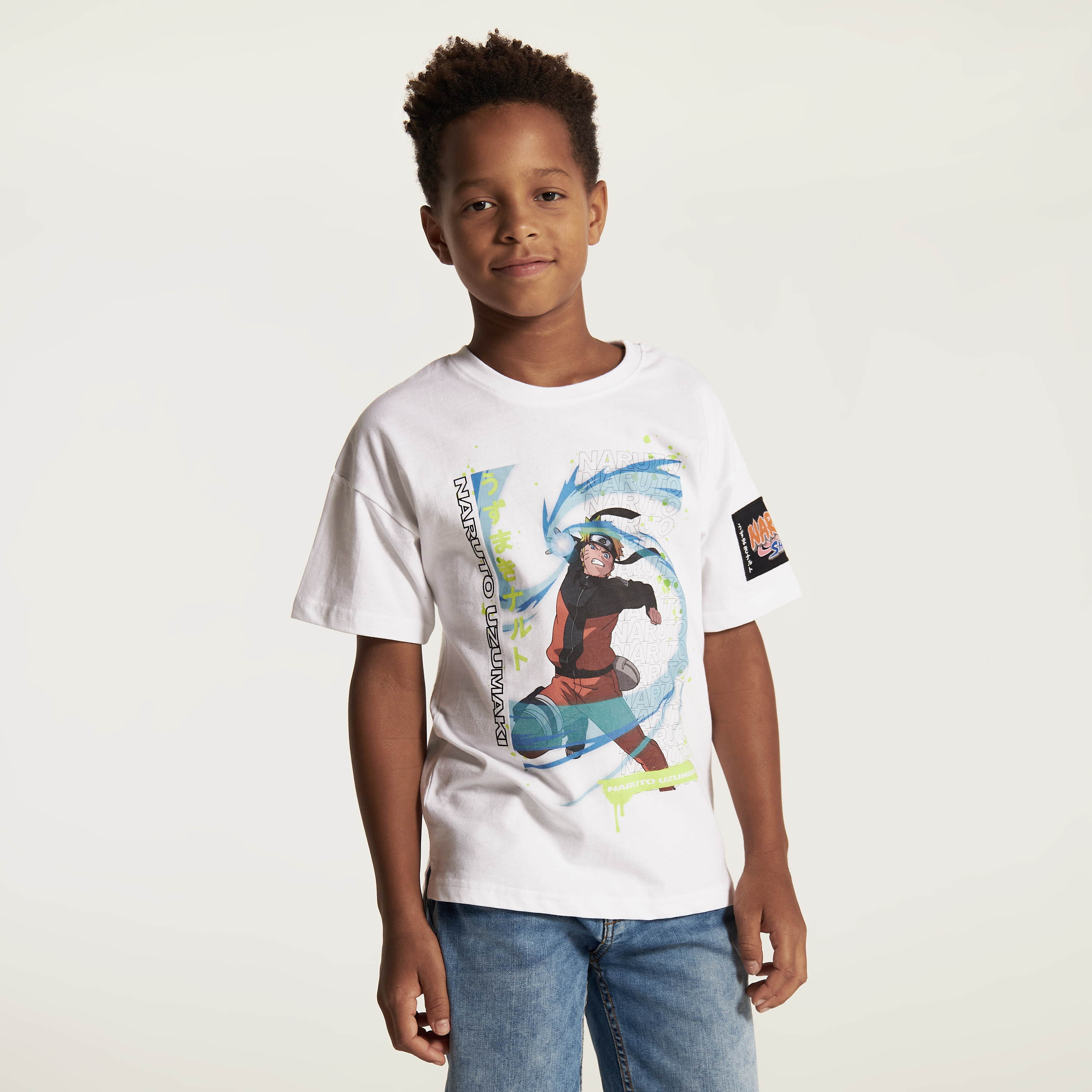Hasbro Naruto Print Crew Neck T-shirt with Short Sleeves-boys-clothing-tshirtsandpolos-image-2