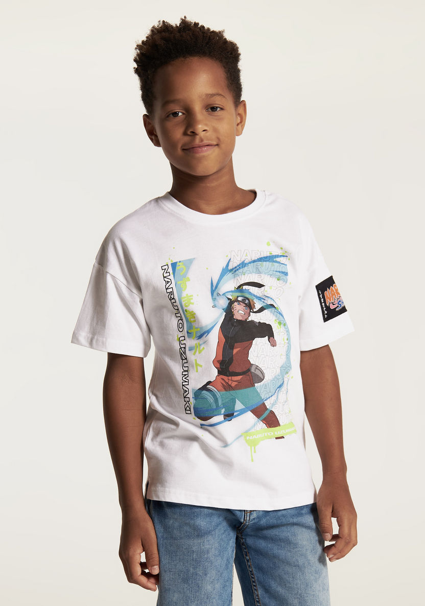 Hasbro Naruto Print Crew Neck T-shirt with Short Sleeves-T Shirts-image-1