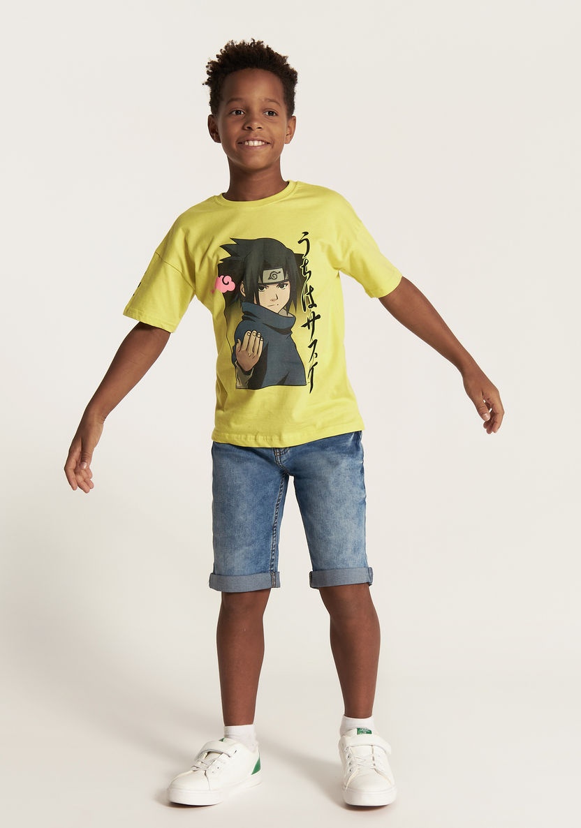 Hasbro Naruto Print Crew Neck T-shirt with Short Sleeves-T Shirts-image-0