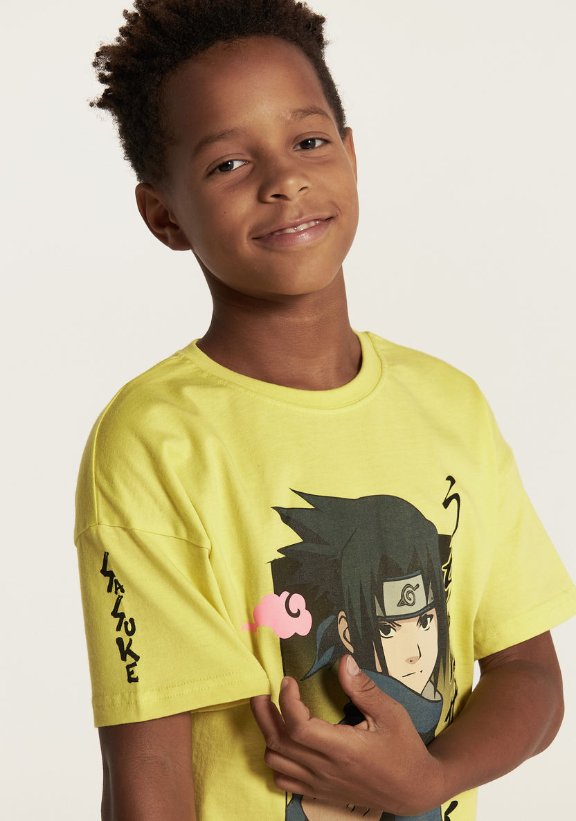 Hasbro Naruto Print Crew Neck T-shirt with Short Sleeves-T Shirts-image-2