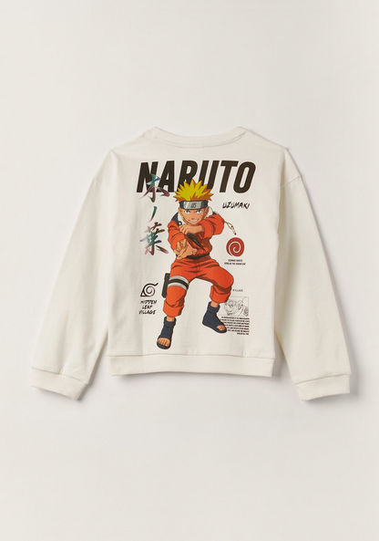 Naruto Print Sweatshirt with Round Neck and Long Sleeves