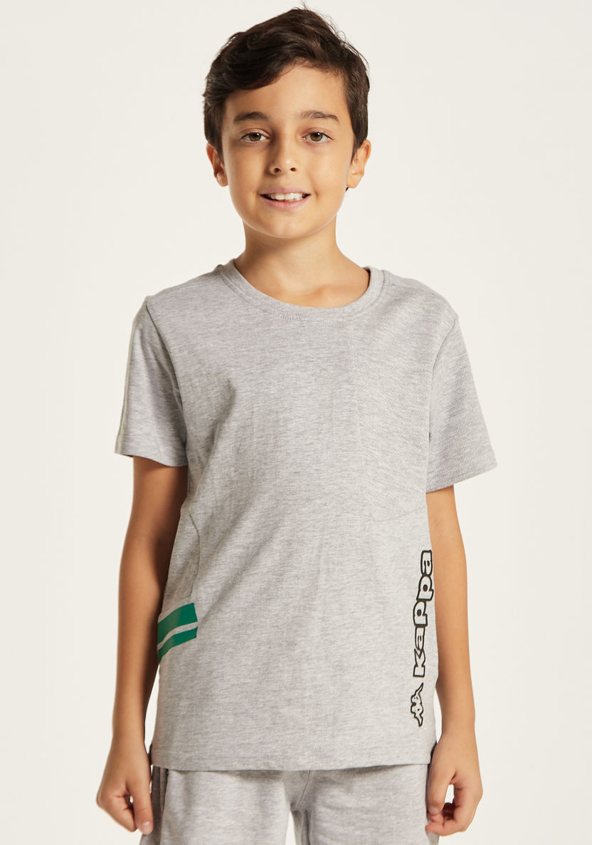 Kappa Logo Print Crew Neck T-shirt with Short Sleeves-Tops-image-1