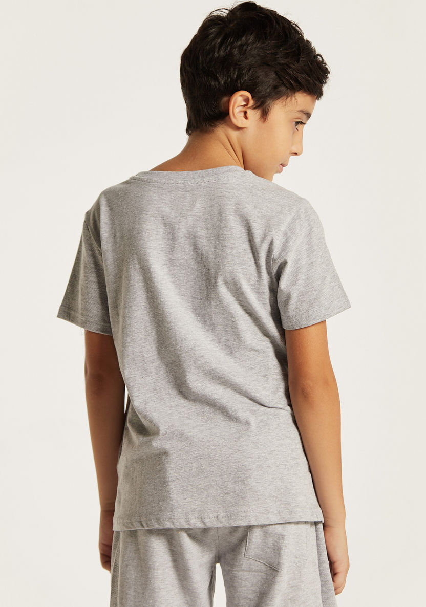 Kappa Logo Print Crew Neck T-shirt with Short Sleeves-Tops-image-3
