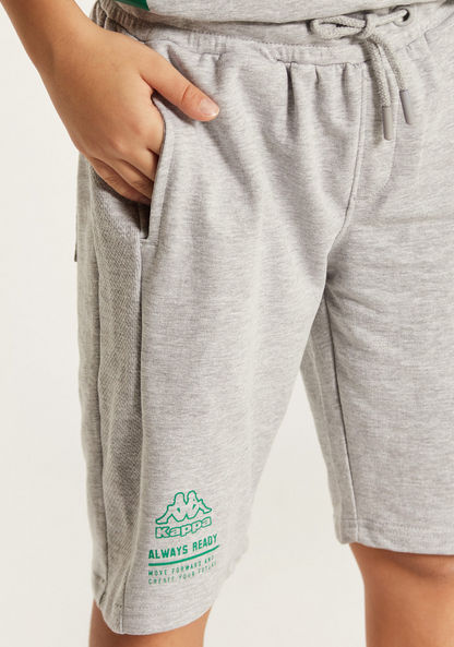 Kappa Logo Print Shorts with Drawstring Closure and Pockets