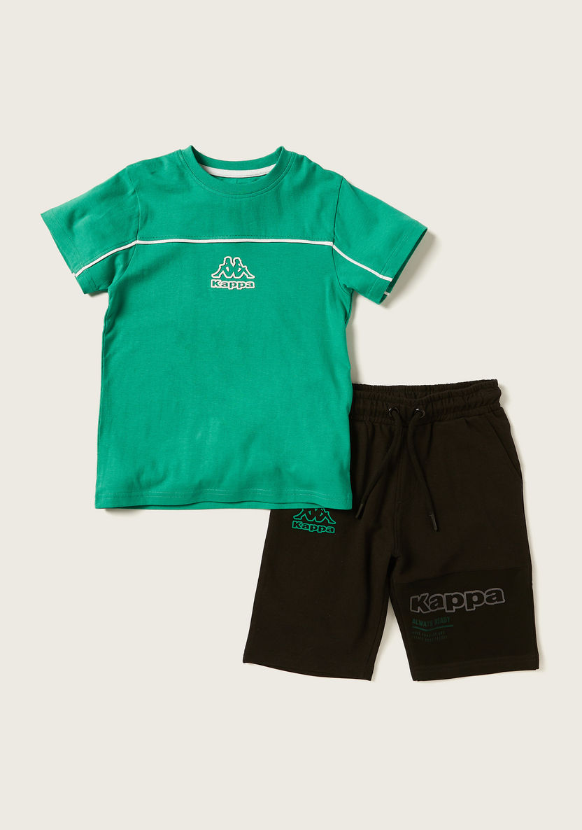 Kappa Printed Crew Neck T-shirt and Shorts Set-Clothes Sets-image-0