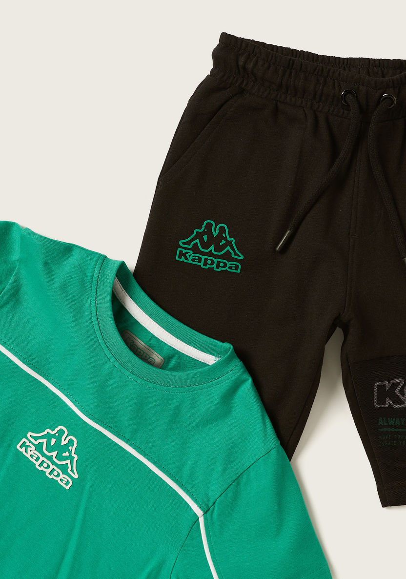 Kappa Printed Crew Neck T-shirt and Shorts Set-Clothes Sets-image-1