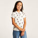Juniors Unicorn Print Polo T-shirt with Short Sleeves and Button Closure-T Shirts-thumbnail-1