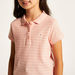Juniors Striped Polo T-shirt with Short Sleeves and Button Closure-T Shirts-thumbnail-2