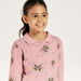 Juniors Butterfly Print Polo Neck T-shirt with Long Sleeves-T Shirts-thumbnail-2