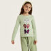 Juniors Sequin Embellished Butterfly Print T-shirt with Long Sleeves-T Shirts-thumbnailMobile-0