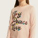 Juniors Typographic Print T-shirt with Round Neck and Long Sleeves-T Shirts-thumbnail-2