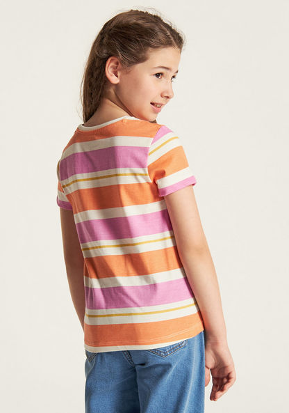 Juniors Striped T-shirt with Crew Neck and Short Sleeves