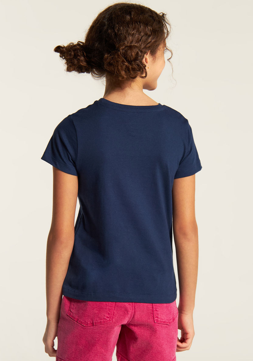 Juniors Printed T-shirt with Round Neck and Short Sleeves-T Shirts-image-3