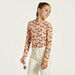 Juniors Butterfly Print Crew Neck T-shirt with Long Sleeves-T Shirts-thumbnail-1