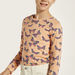 Juniors Butterfly Print Crew Neck T-shirt with Long Sleeves-T Shirts-thumbnailMobile-2