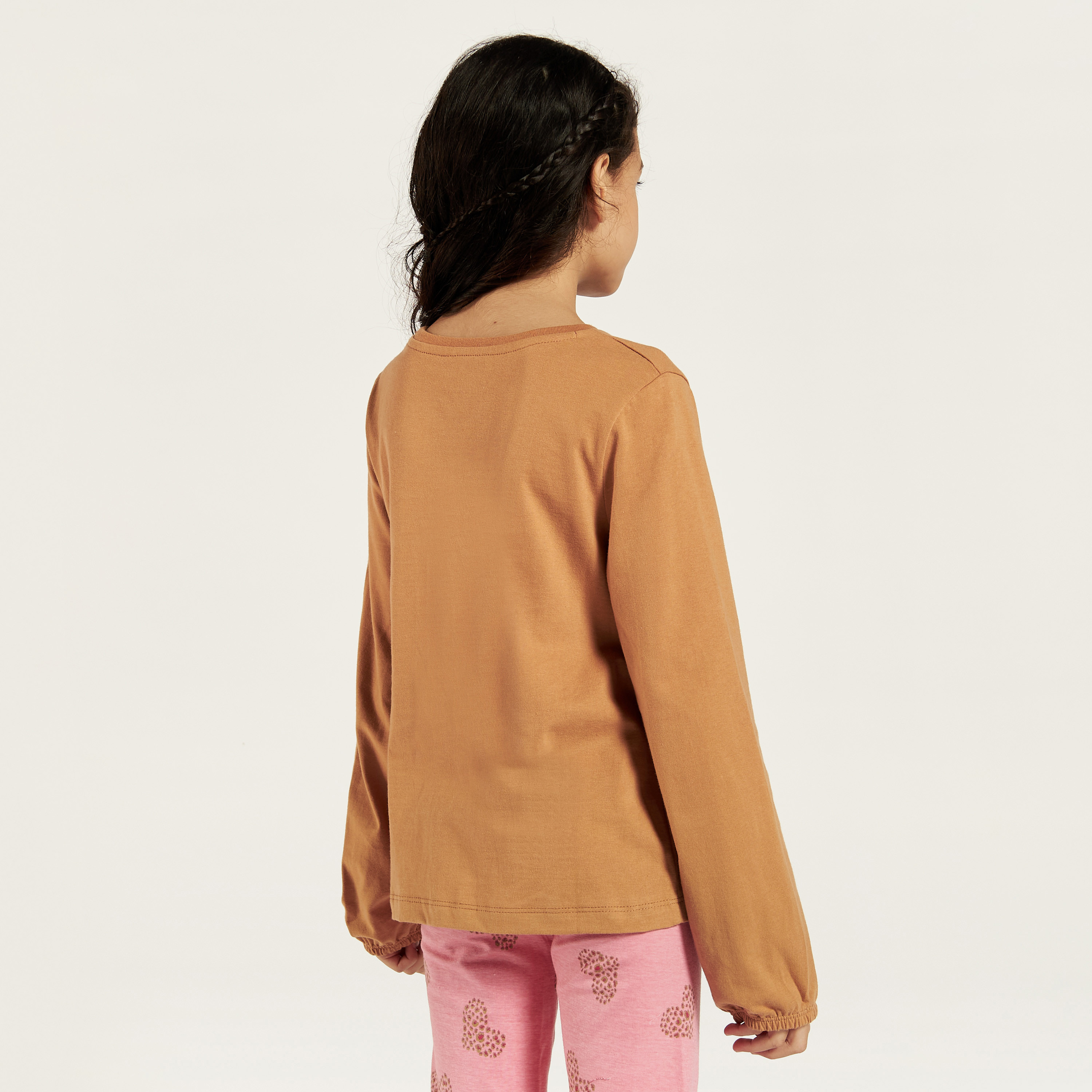 Juniors Printed Round Neck T-shirt with Long Sleeves - Set of 3-girls-clothing-schoolwear-tshirts-image-10