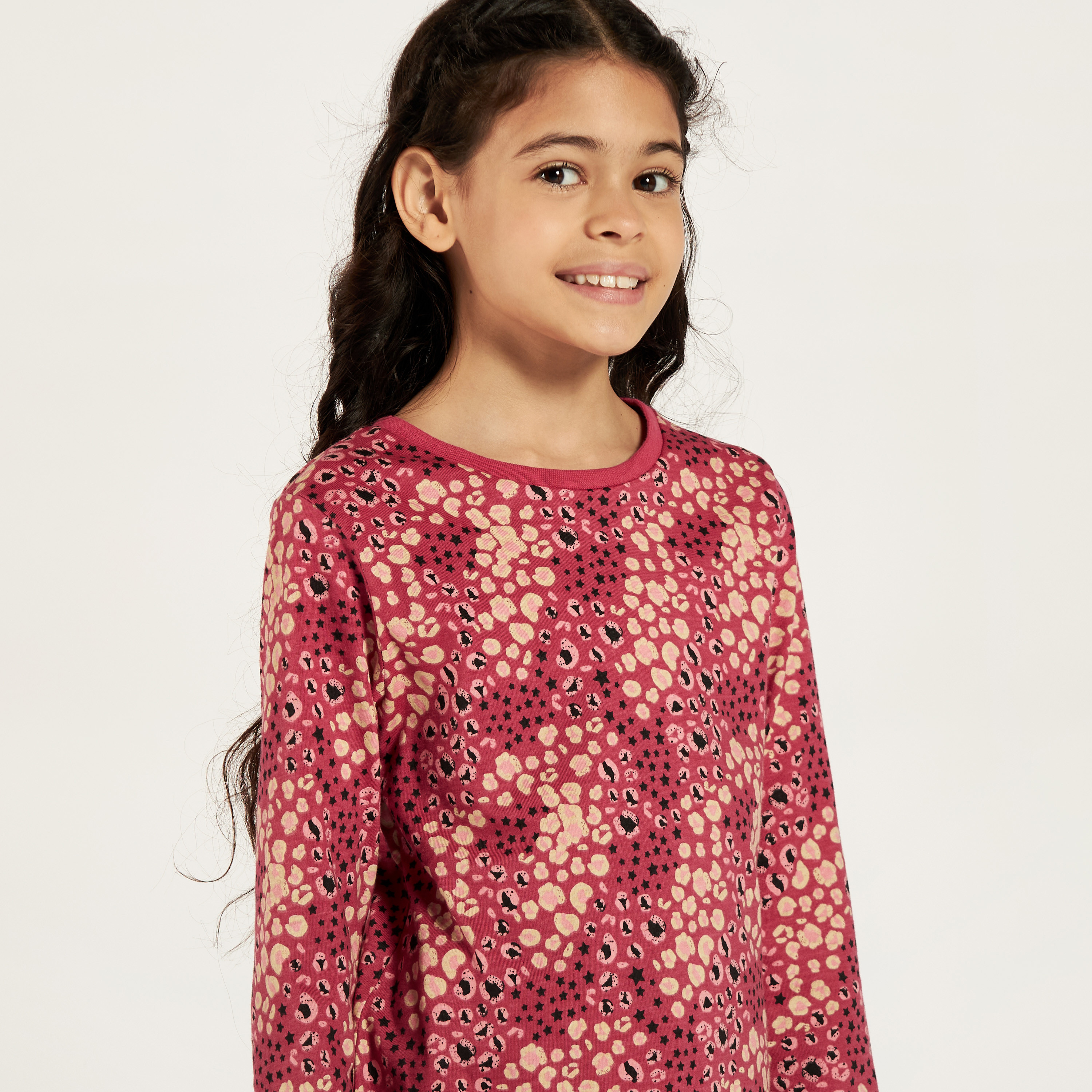 Juniors Printed Round Neck T-shirt with Long Sleeves - Set of 3-girls-clothing-schoolwear-tshirts-image-3