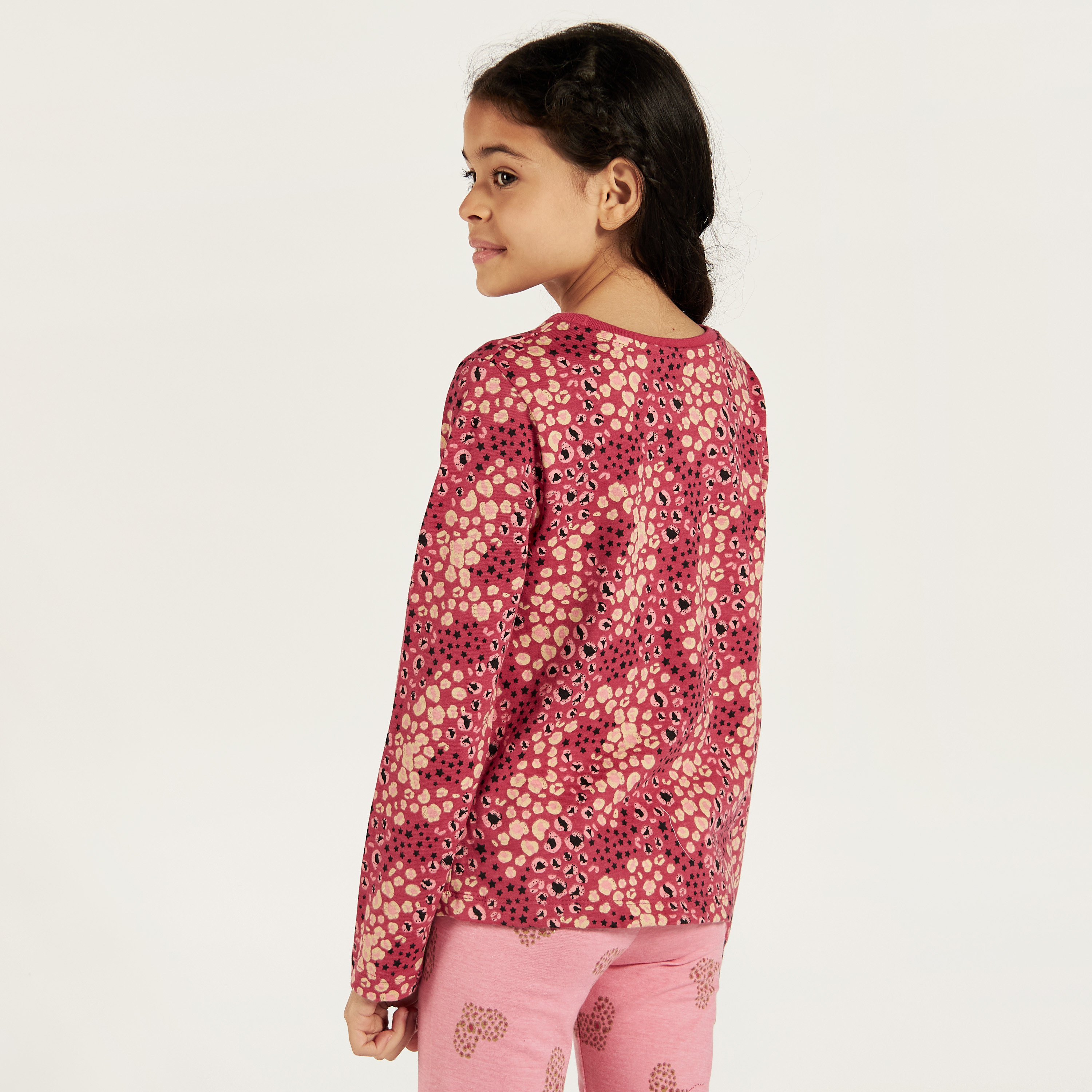 Juniors Printed Round Neck T-shirt with Long Sleeves - Set of 3-girls-clothing-schoolwear-tshirts-image-4