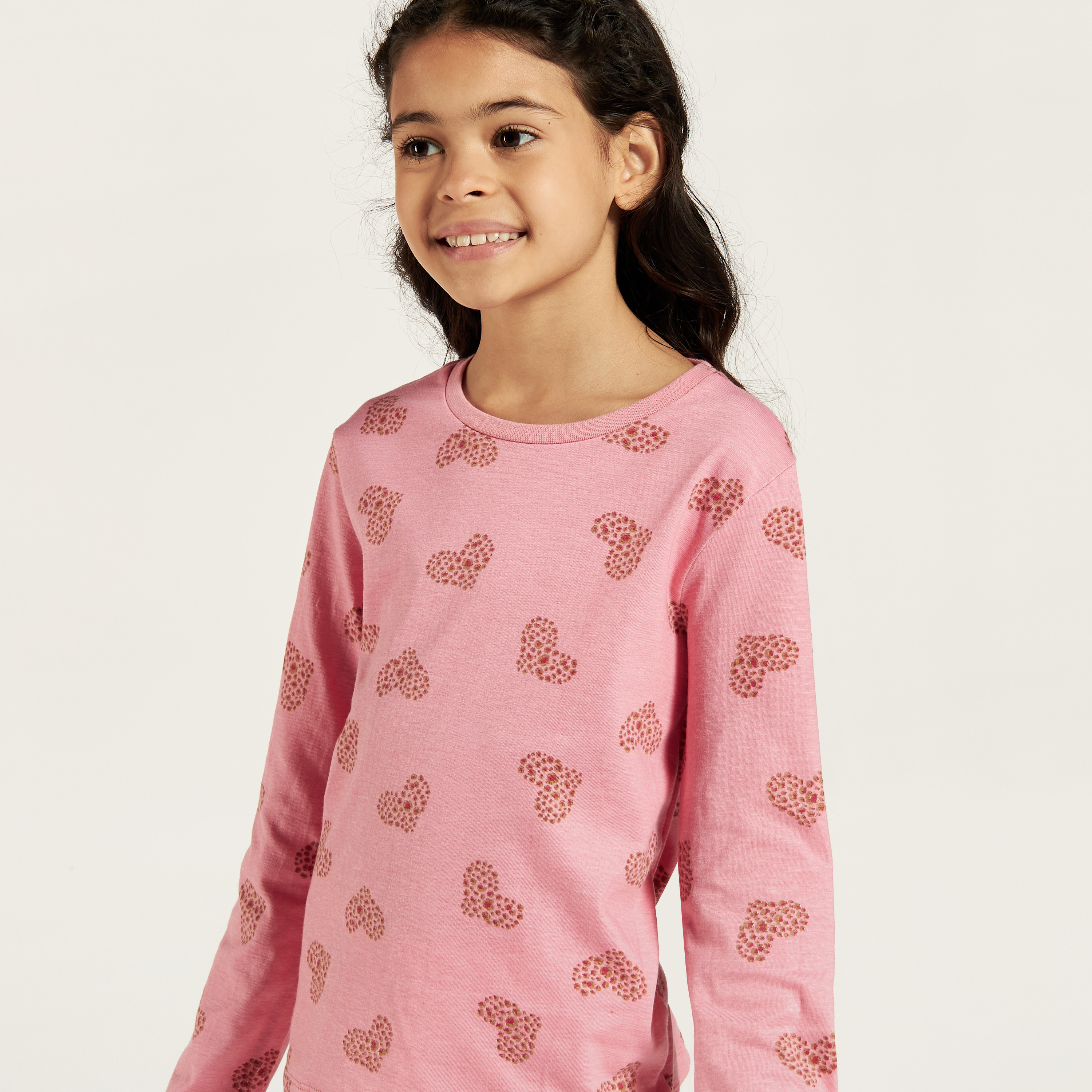Juniors Printed Round Neck T-shirt with Long Sleeves - Set of 3-girls-clothing-schoolwear-tshirts-image-6