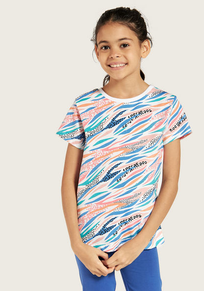 Juniors Tropical Print T-shirt with Round Neck - Set of 3-T Shirts-image-5