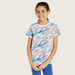 Juniors Tropical Print T-shirt with Round Neck - Set of 3-T Shirts-thumbnailMobile-5