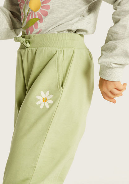 Juniors Floral Print Joggers with Pockets and Drawstring Closure