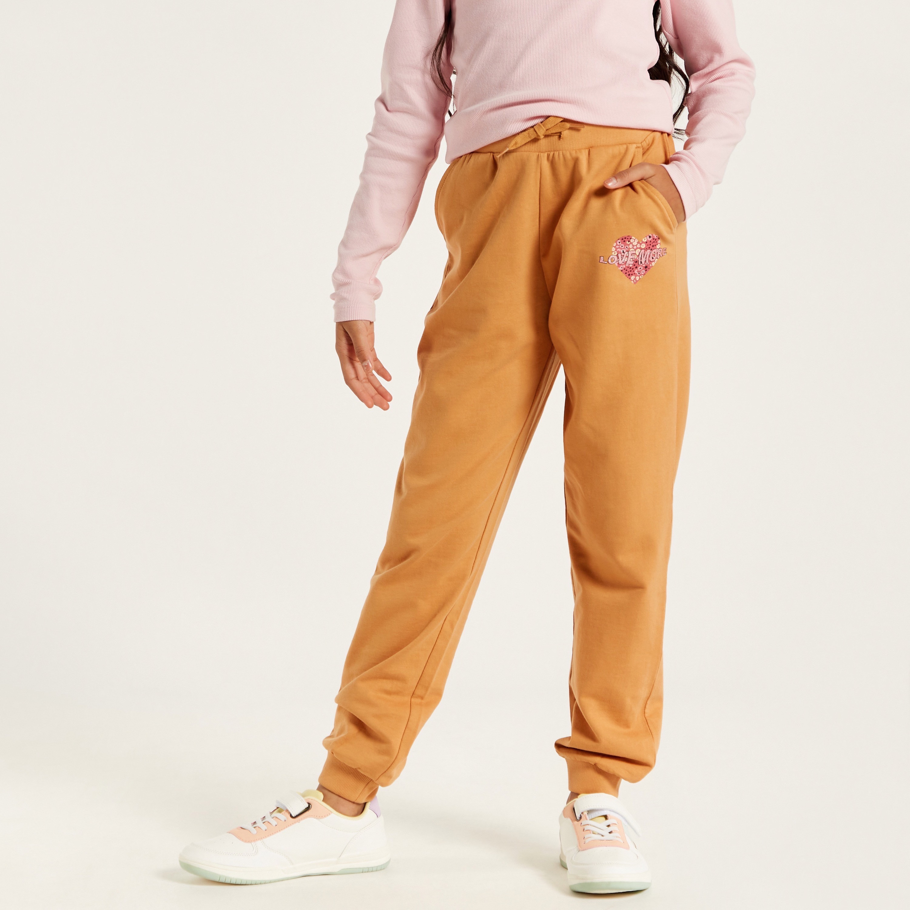 Juniors Glitter Print Joggers with Drawstring Closure and Pockets-girls-clothing-bottoms-joggersandtrackpants-image-2