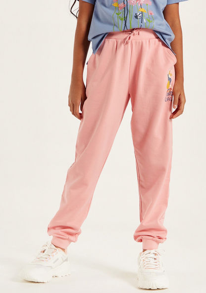 Juniors Glitter Print Joggers with Drawstring Closure and Pockets