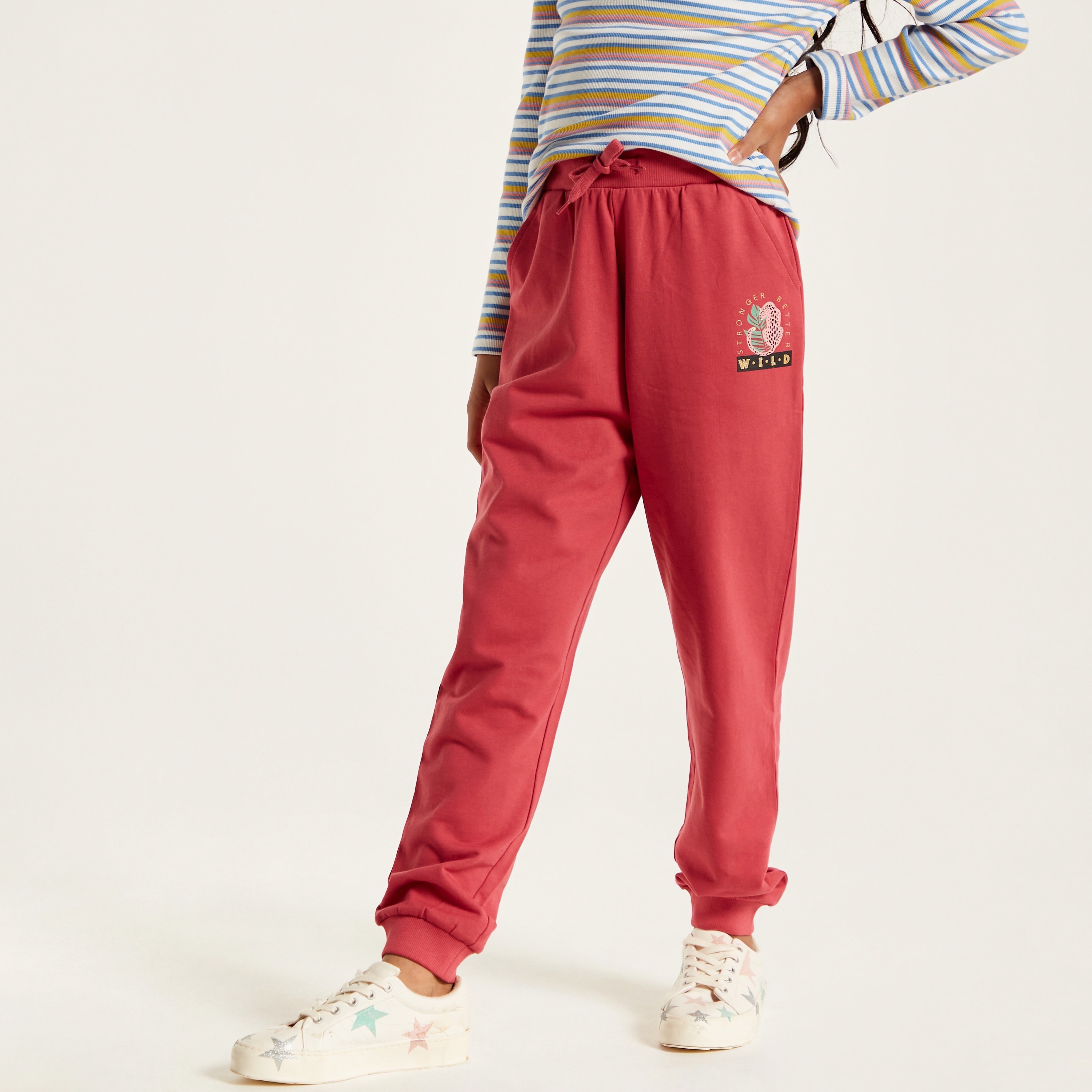 Juniors Glitter Print Joggers with Drawstring Closure and Pockets-girls-clothing-bottoms-joggersandtrackpants-image-2