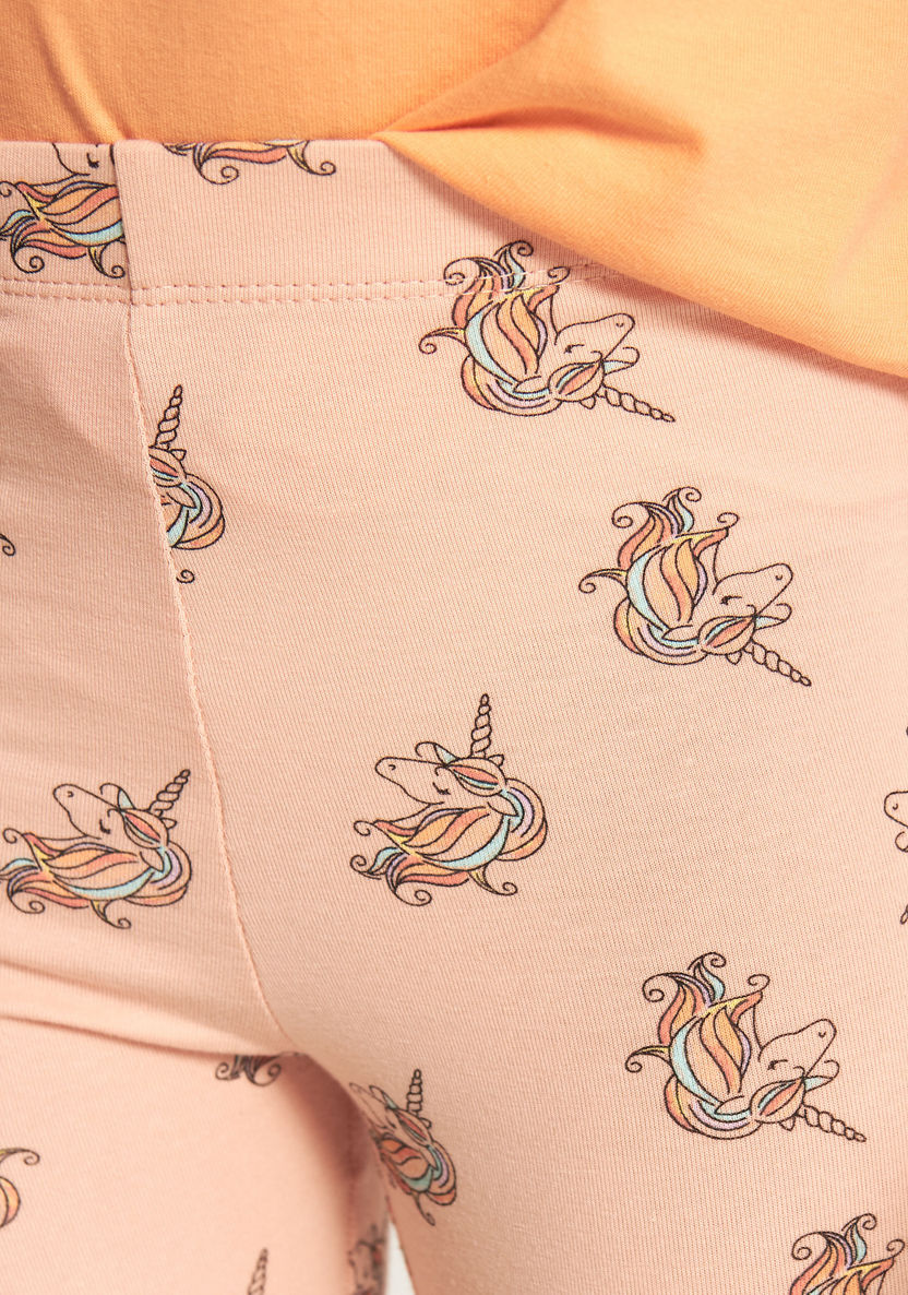 Juniors Unicorn Print Shorts with Elasticated Waistband-Shorts-image-2