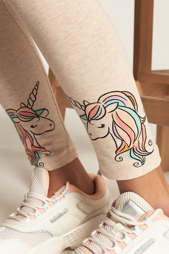 Juniors Unicorn Print Leggings with Elasticated Waistband