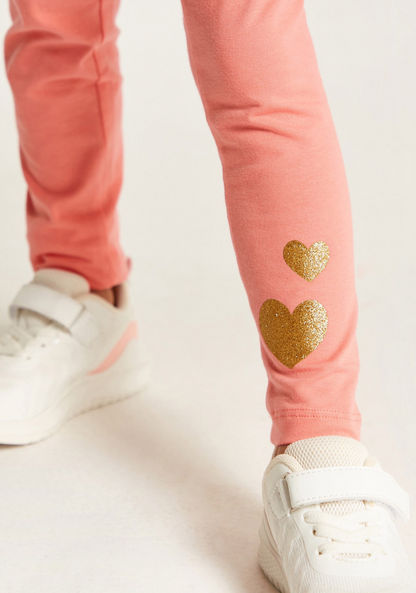 Juniors Solid Leggings with Elasticised Waistband and Glitter Detail