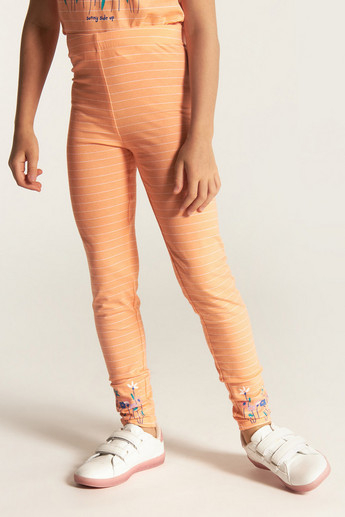 Juniors Striped Mid-Rise Leggings with Elasticated Waistband