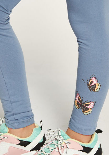 Juniors Butterfly Placement Print Leggings with Elasticised Waistband