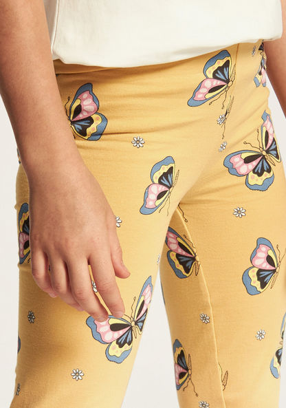 Juniors All Over Butterfly Print Leggings with Elasticised Waistband-Leggings-image-2