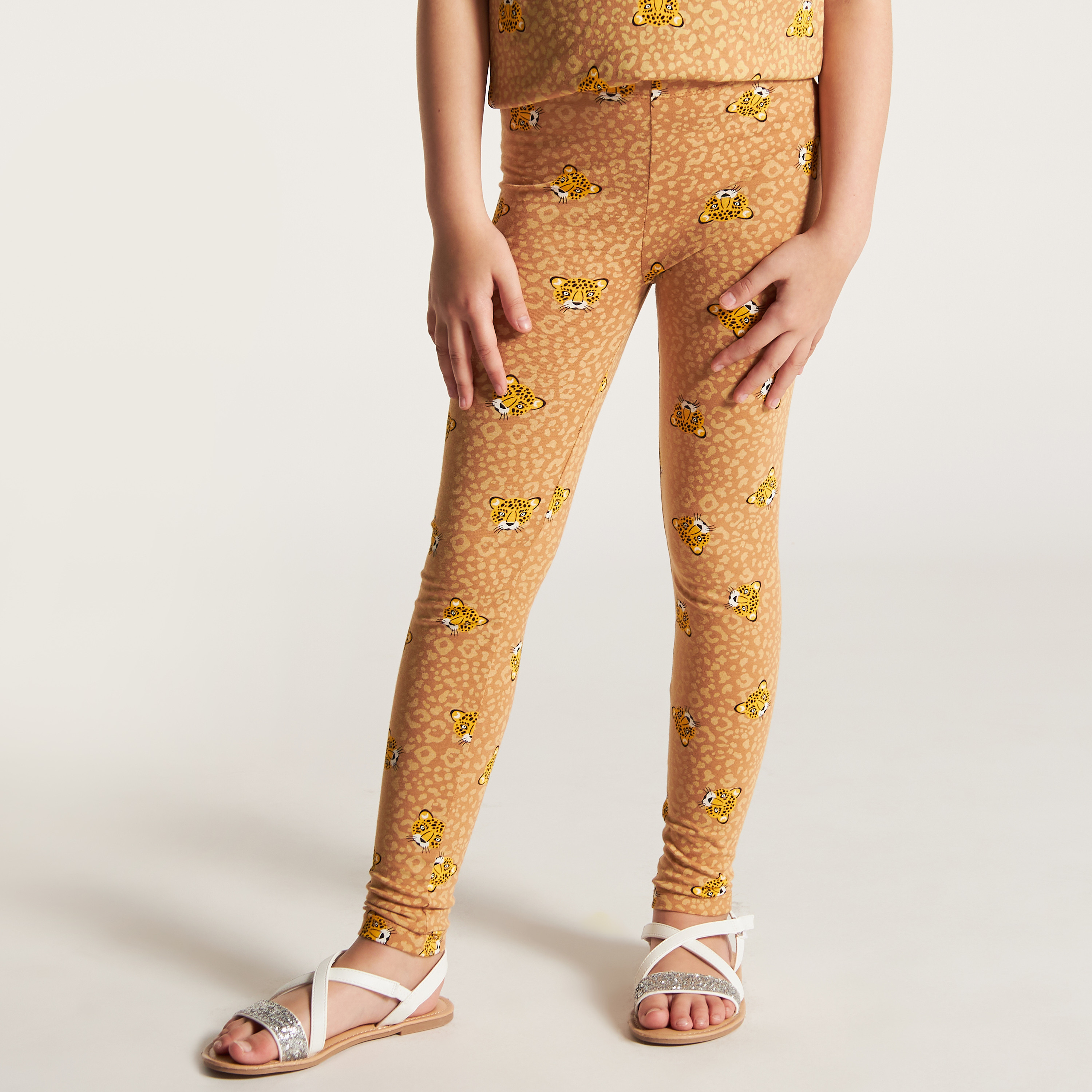 Juniors Animal Print Leggings with Elasticated Waistband-girls-clothing-bottoms-leggings-image-2