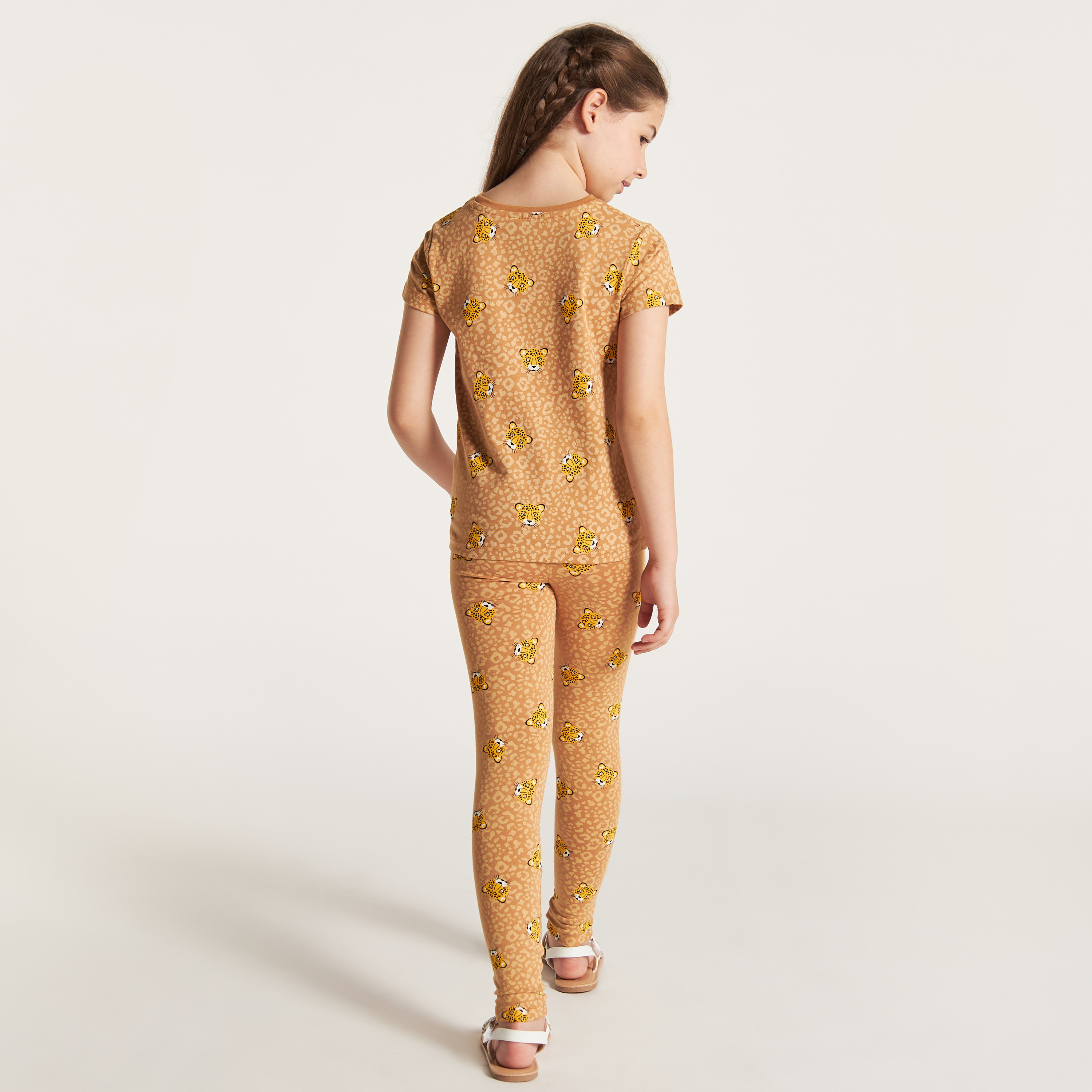 Juniors Animal Print Leggings with Elasticated Waistband-girls-clothing-bottoms-leggings-image-4