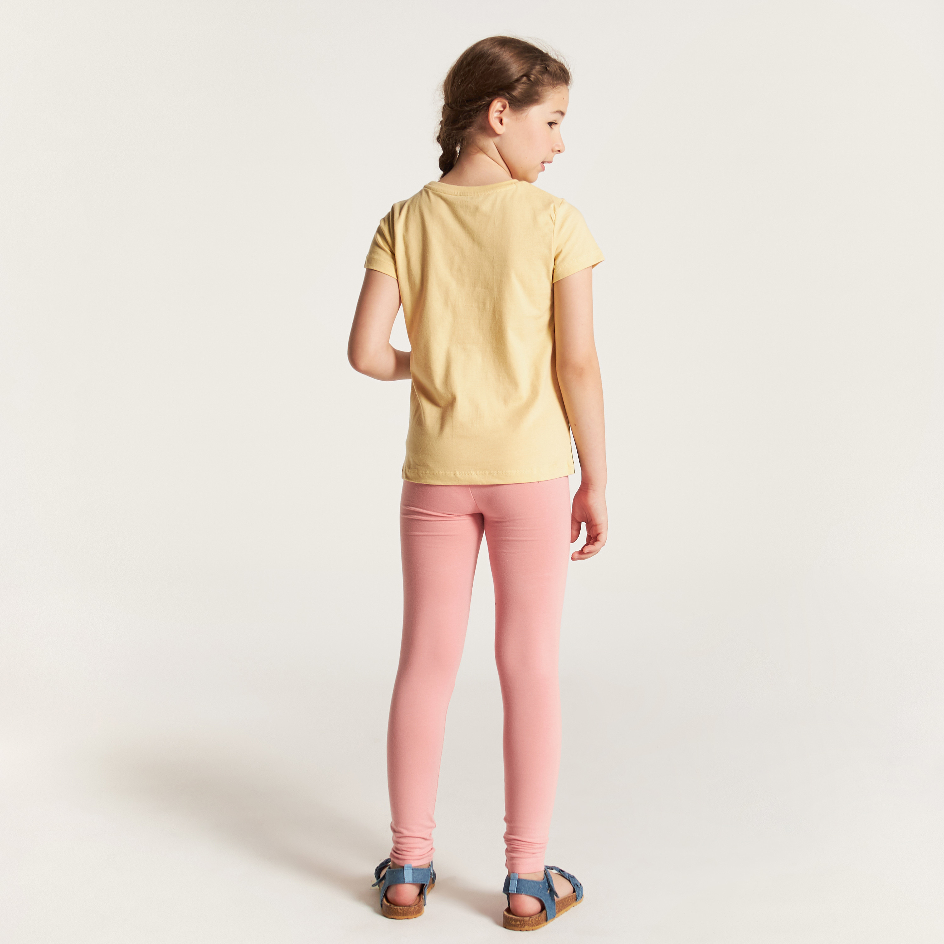Juniors Printed Mid-Rise Leggings with Elasticated Waistband-girls-clothing-bottoms-leggings-image-4