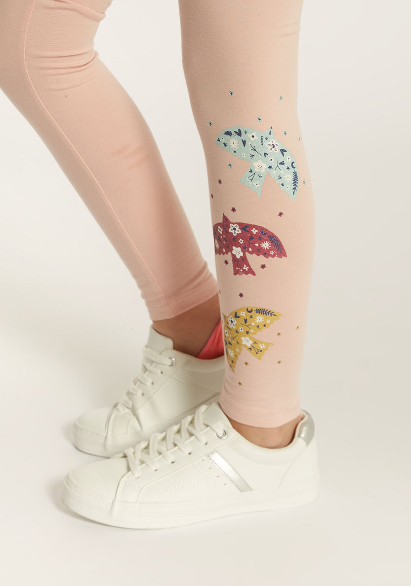 Juniors Printed Leggings with Elasticated Waistband-Leggings-image-2