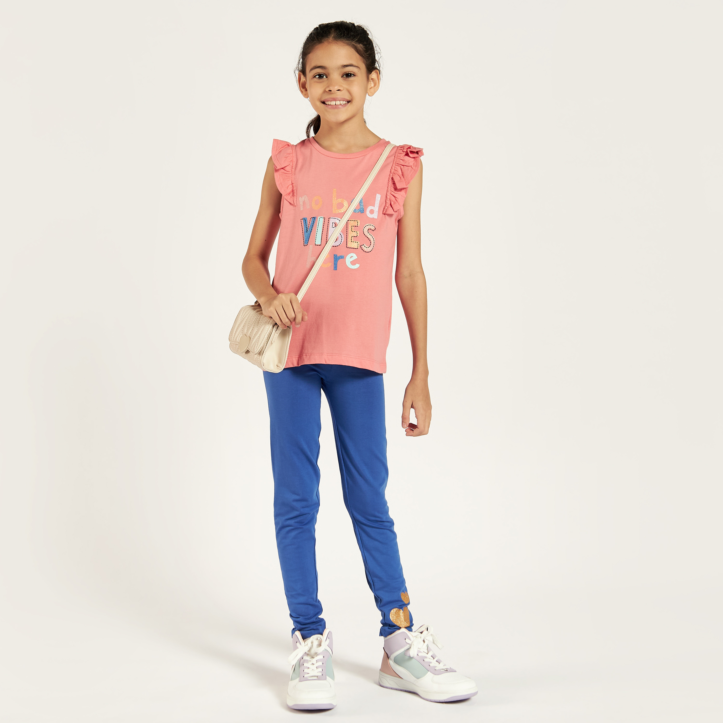 Juniors Printed Leggings with Elasticated Waistband - Set of 3-girls-clothing-multipacks-image-2