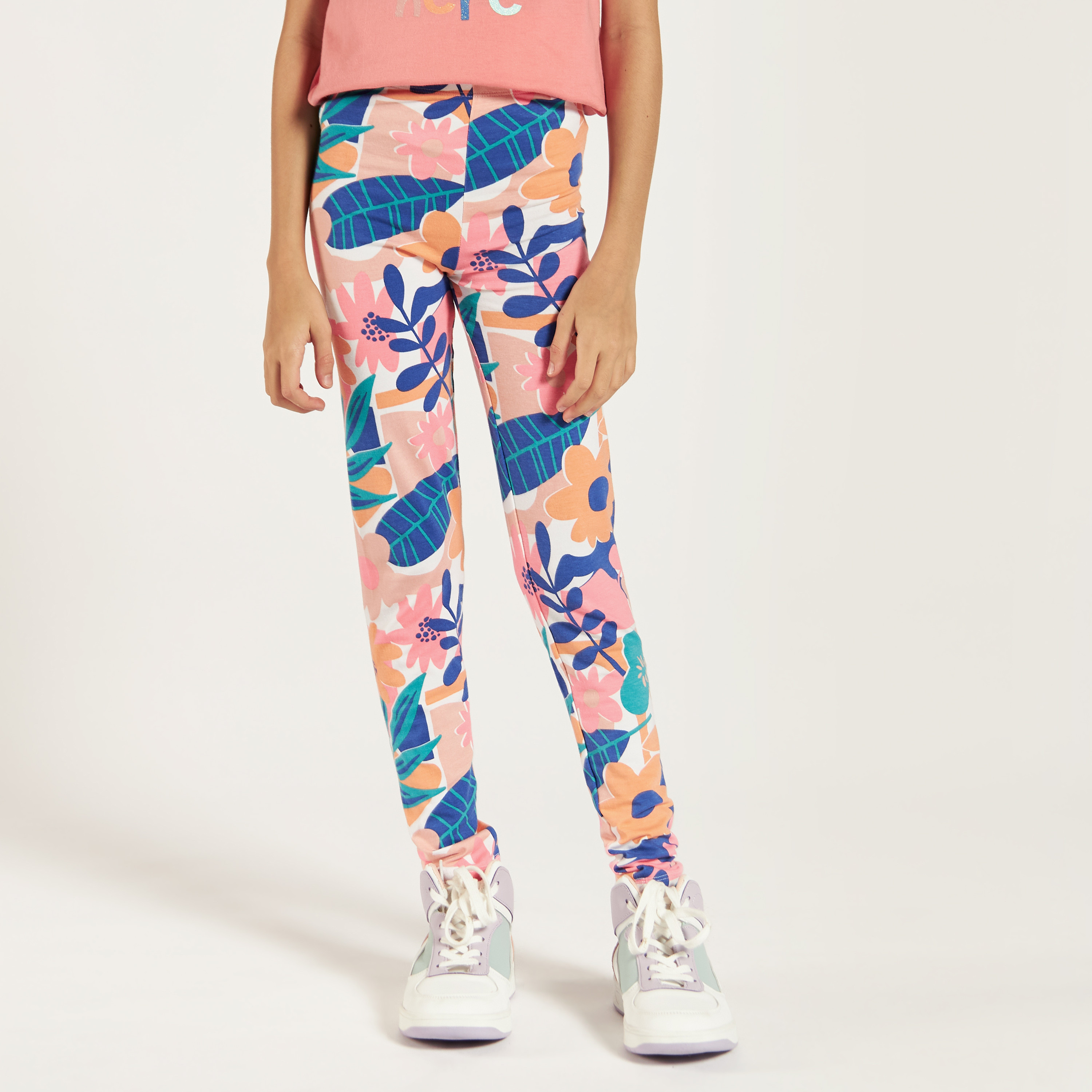 Juniors Printed Leggings with Elasticated Waistband - Set of 3-girls-clothing-multipacks-image-6
