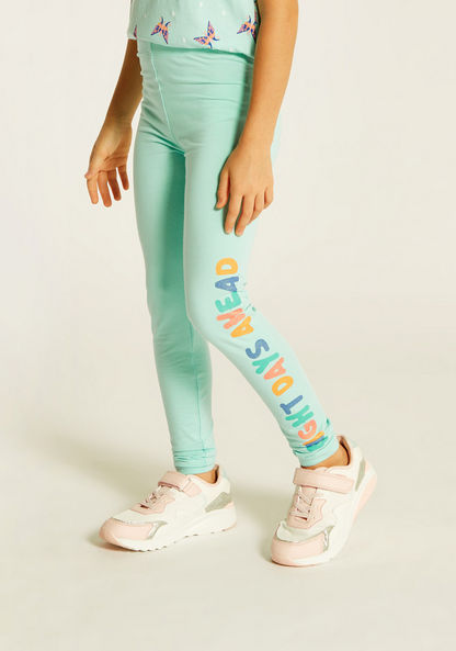 Juniors Printed Mid-Rise Leggings with Elasticated Waistband