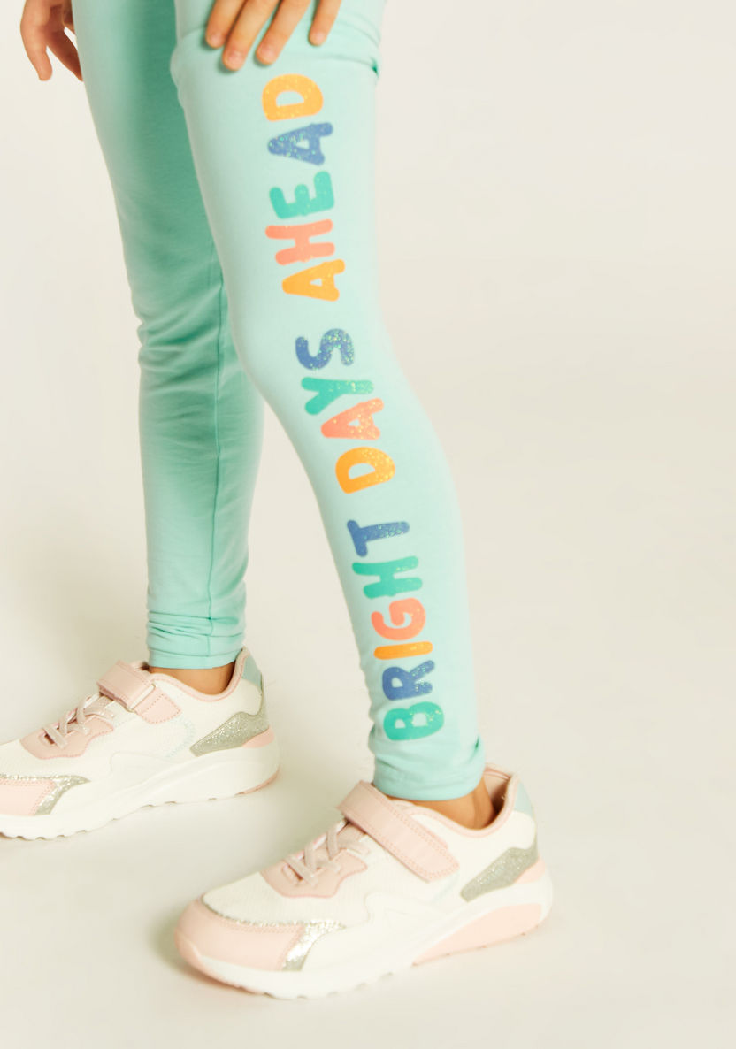 Juniors Printed Mid-Rise Leggings with Elasticated Waistband-Leggings-image-2
