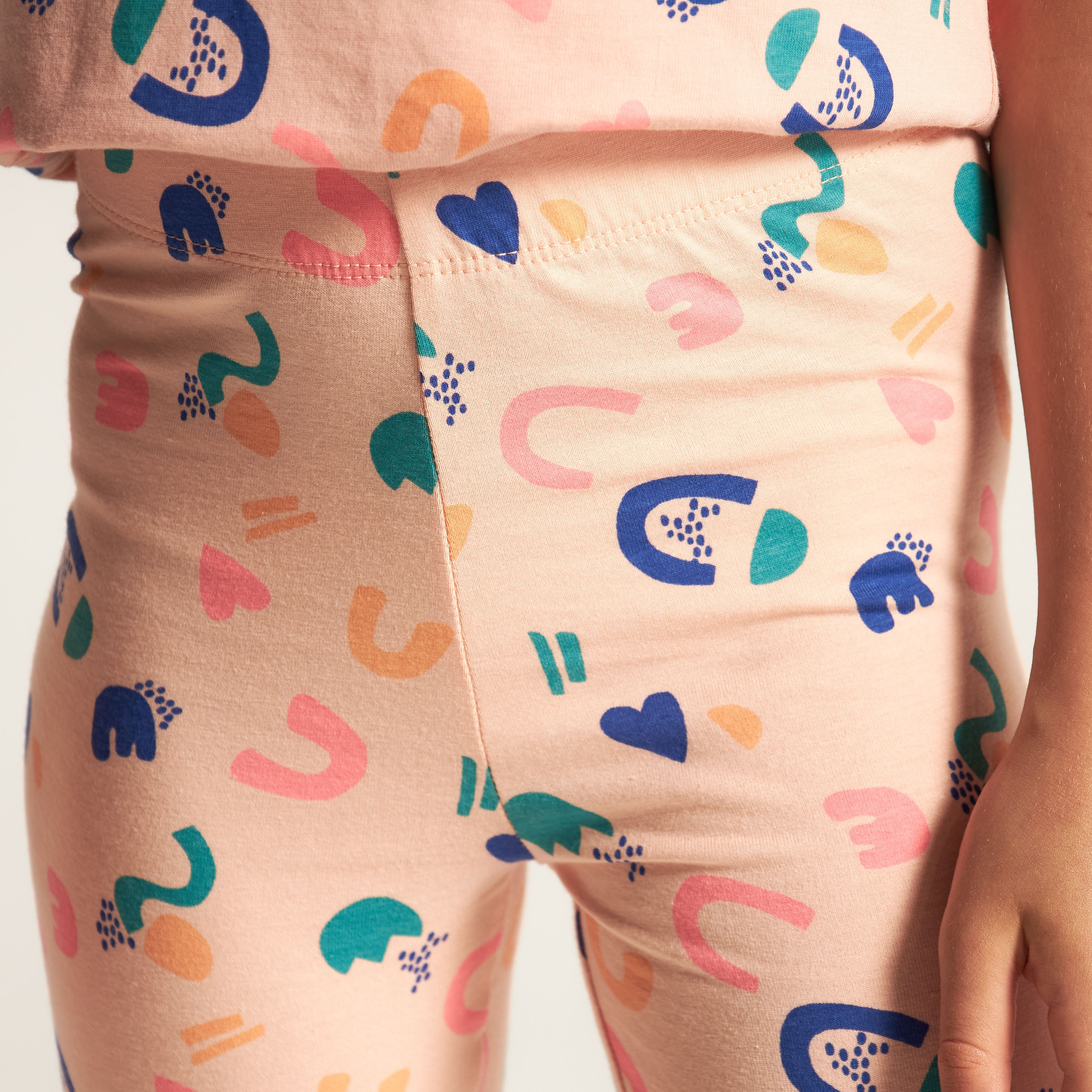 Juniors All Over Print Mid-Rise Leggings with Elasticated Waistband-girls-clothing-bottoms-leggings-image-3