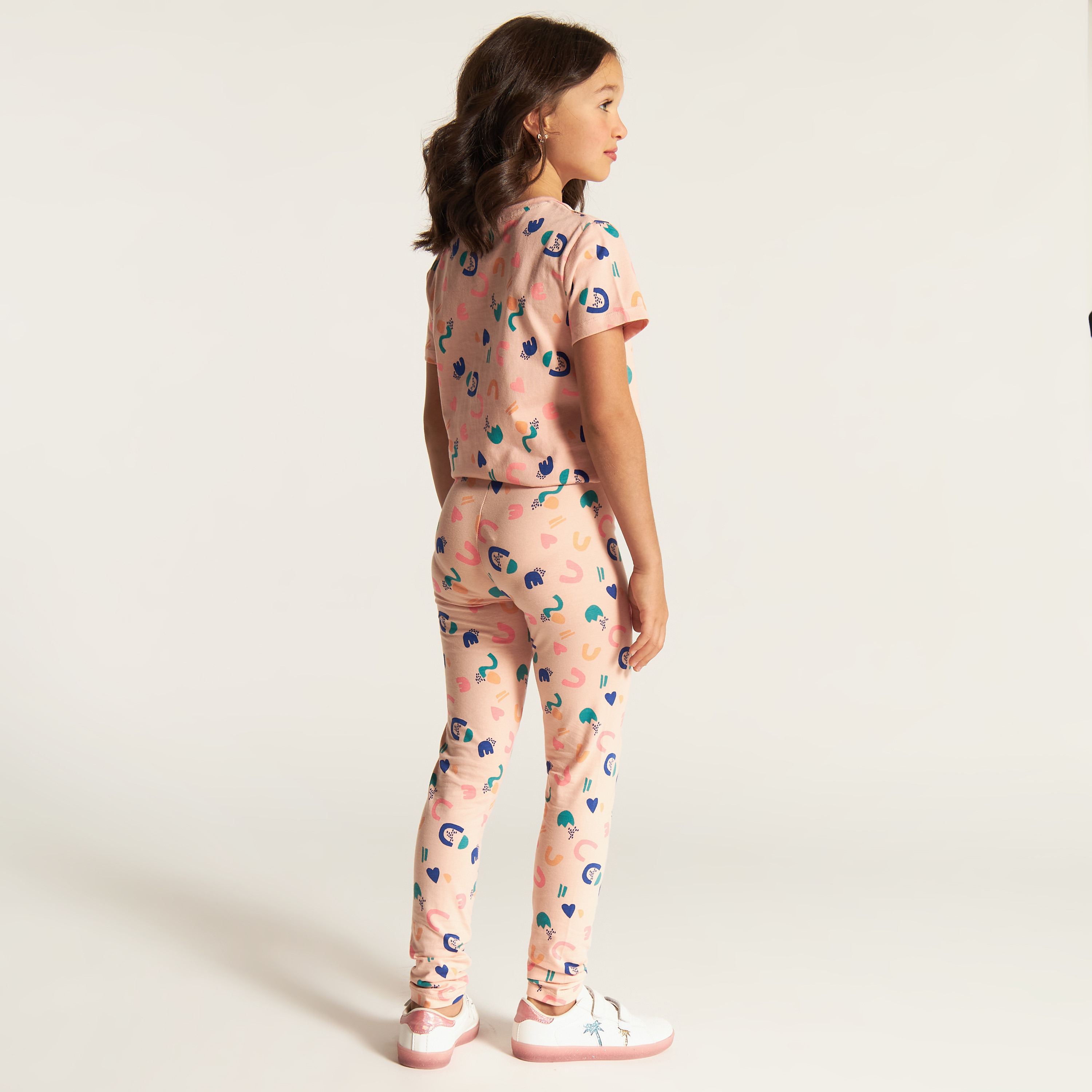 Juniors All Over Print Mid-Rise Leggings with Elasticated Waistband-girls-clothing-bottoms-leggings-image-4