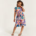 Juniors Floral Print Dress with Round Neck and Short Sleeves-Dresses%2C Gowns and Frocks-thumbnail-0