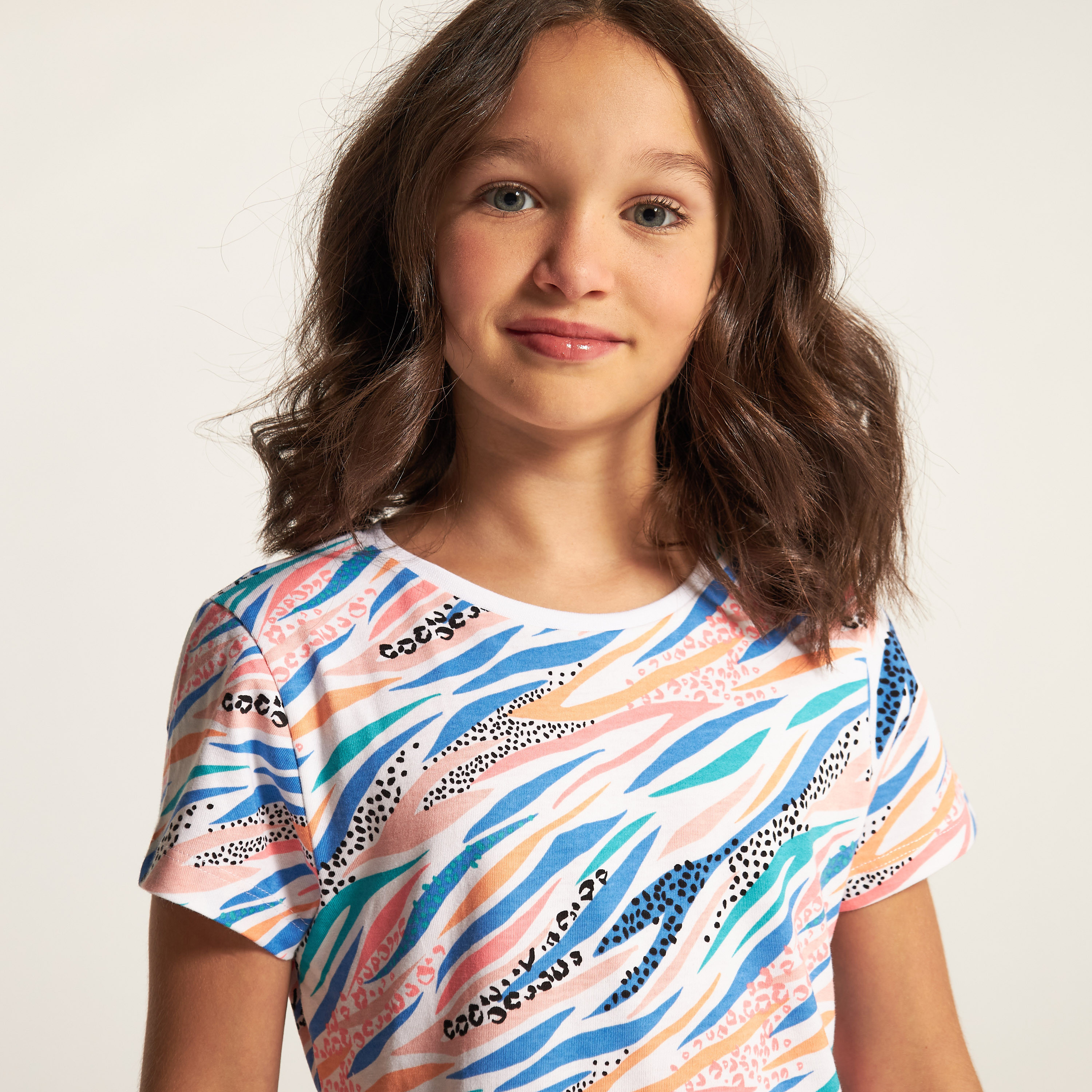 Juniors Printed Round Neck Dress with Short Sleeves-girls-clothing-dressesandjumpsuits-image-2