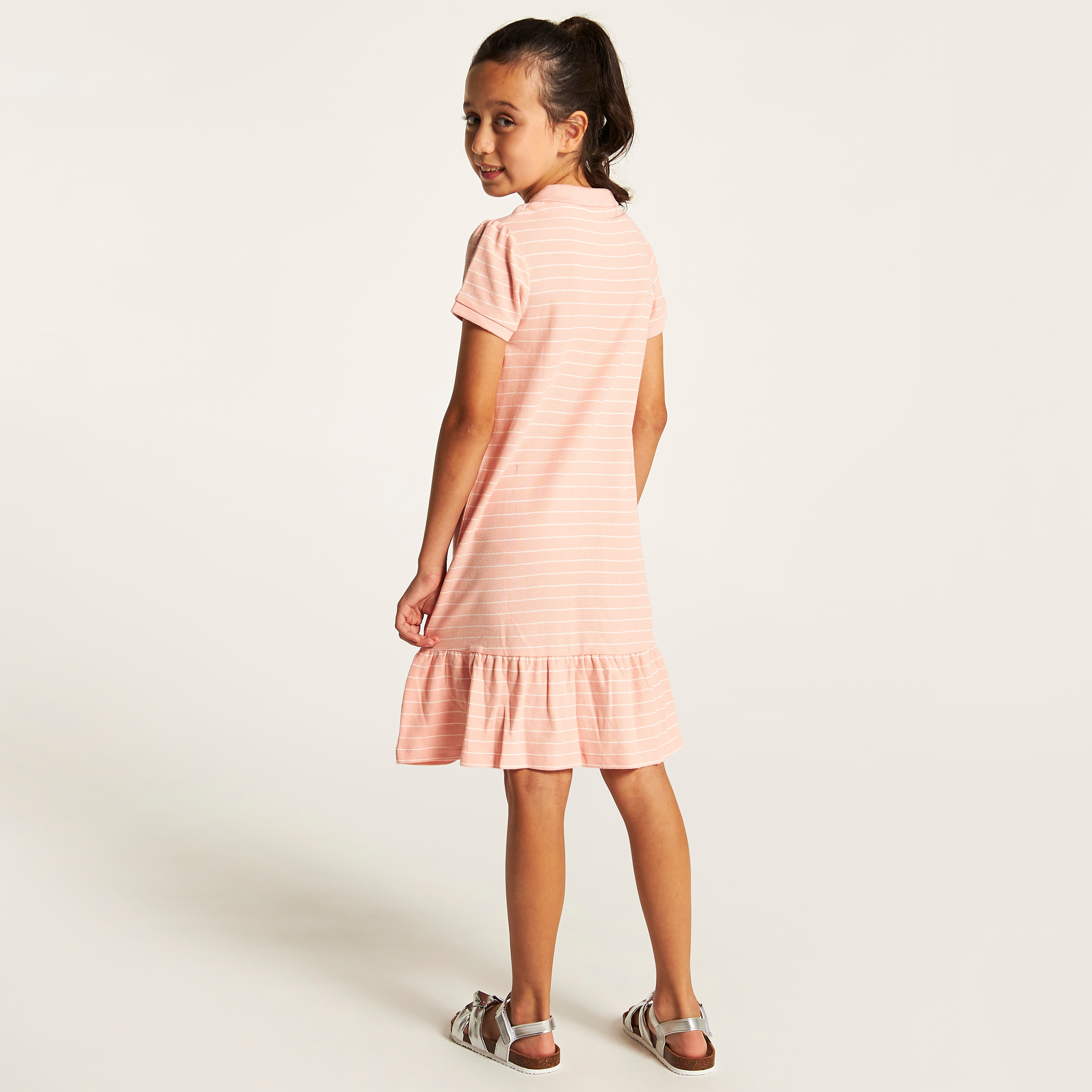 Juniors Striped Drop Waist Dress with Short Sleeves-girls-clothing-dressesandjumpsuits-image-4